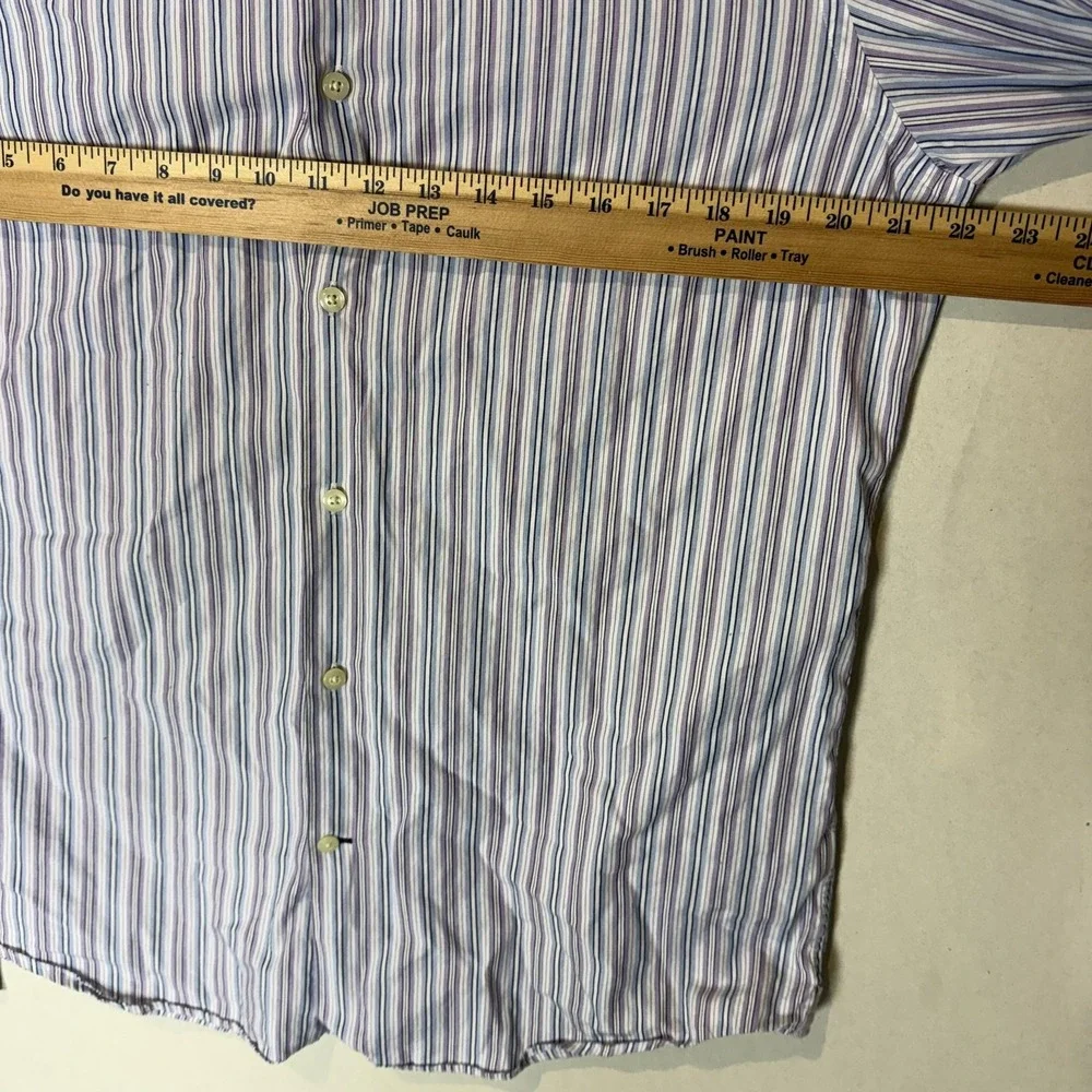 Banana Republic Dress Shirt Mens Medium 15.5 Blue Stripe‎ Slim Fit Button Down